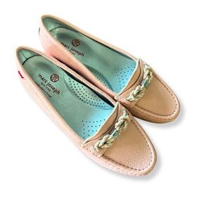 Marc Joseph New York Pink Pebbled Leather Driving Loafers Size 8